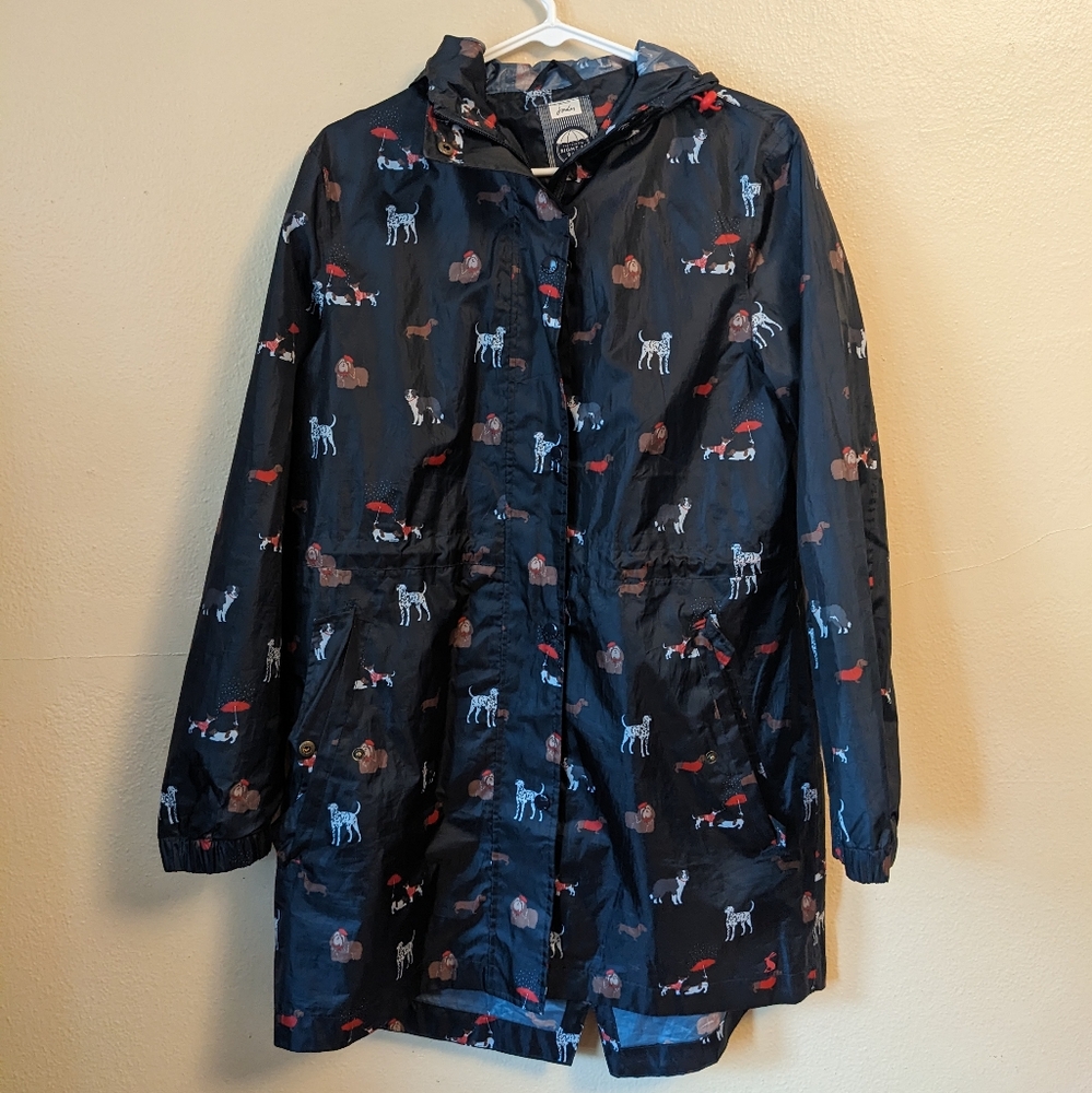 Joules Women's Navy Blue Dog Print Raincoat